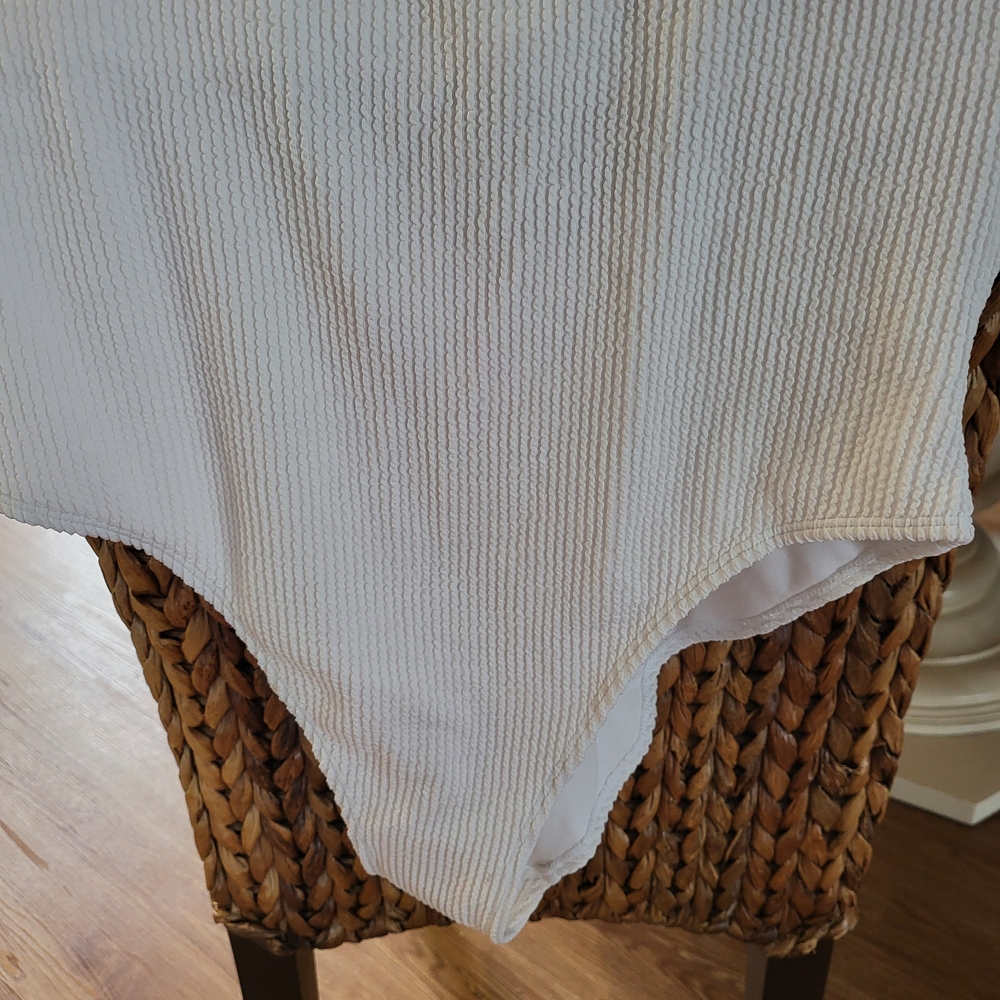 No Boundaries White Textured One-Piece Swimsuit